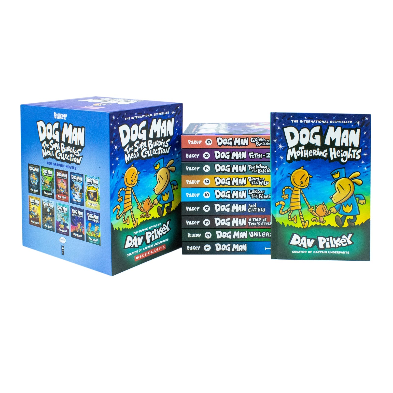 Adventures of Dog Man 10 Book Set Collection by Dav Pilkey Hardback