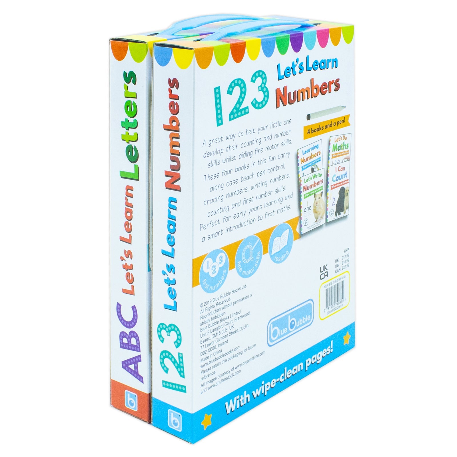 ABC and 123 Let's learn 8 Books Set Collection inc Wipe Clean Pages and Pen