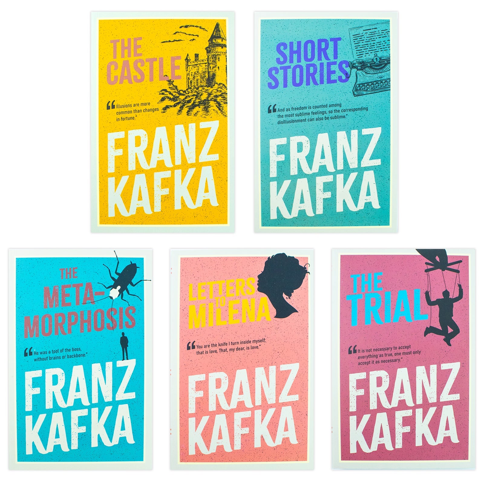 Curated Works of Franz Kafka 5 Books Set - Classic Literary Fiction Short Story Novels Paperback Collection, Age 12+