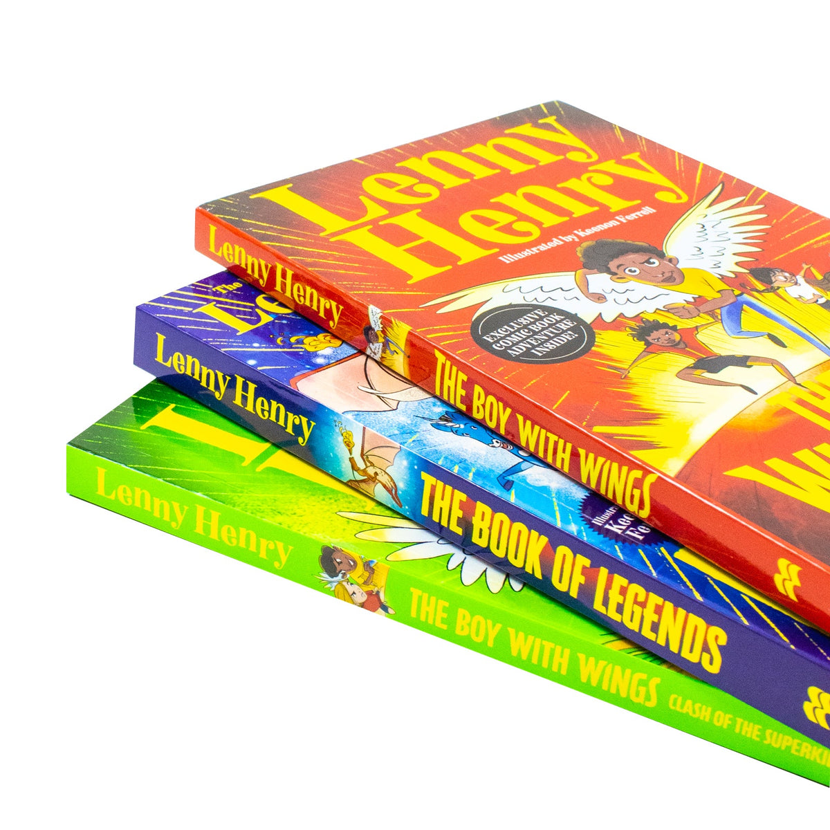 The Boy With Wings Series 3 Books Collection Set By Lenny Henry (The Boy With Wings, The Boy With Wings: Clash of the Superkids & The Book of Legends) Paperback