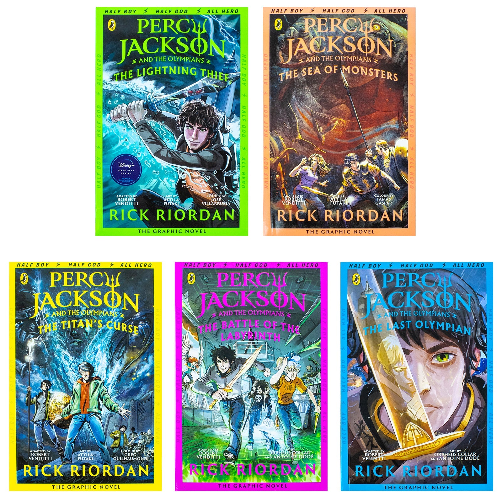 Percy Jackson Graphic Novels 5 Book Collection Set by Rick Riordan – Illustrated Children's Fantasy Adventure Series | Mythology, Young Readers & More