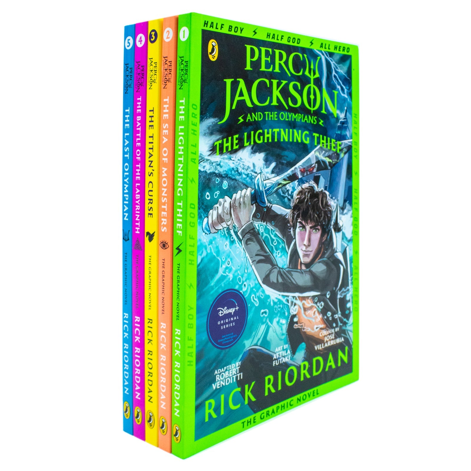 Percy Jackson Graphic Novels 5 Book Collection Set by Rick Riordan – Illustrated Children's Fantasy Adventure Series | Mythology, Young Readers & More