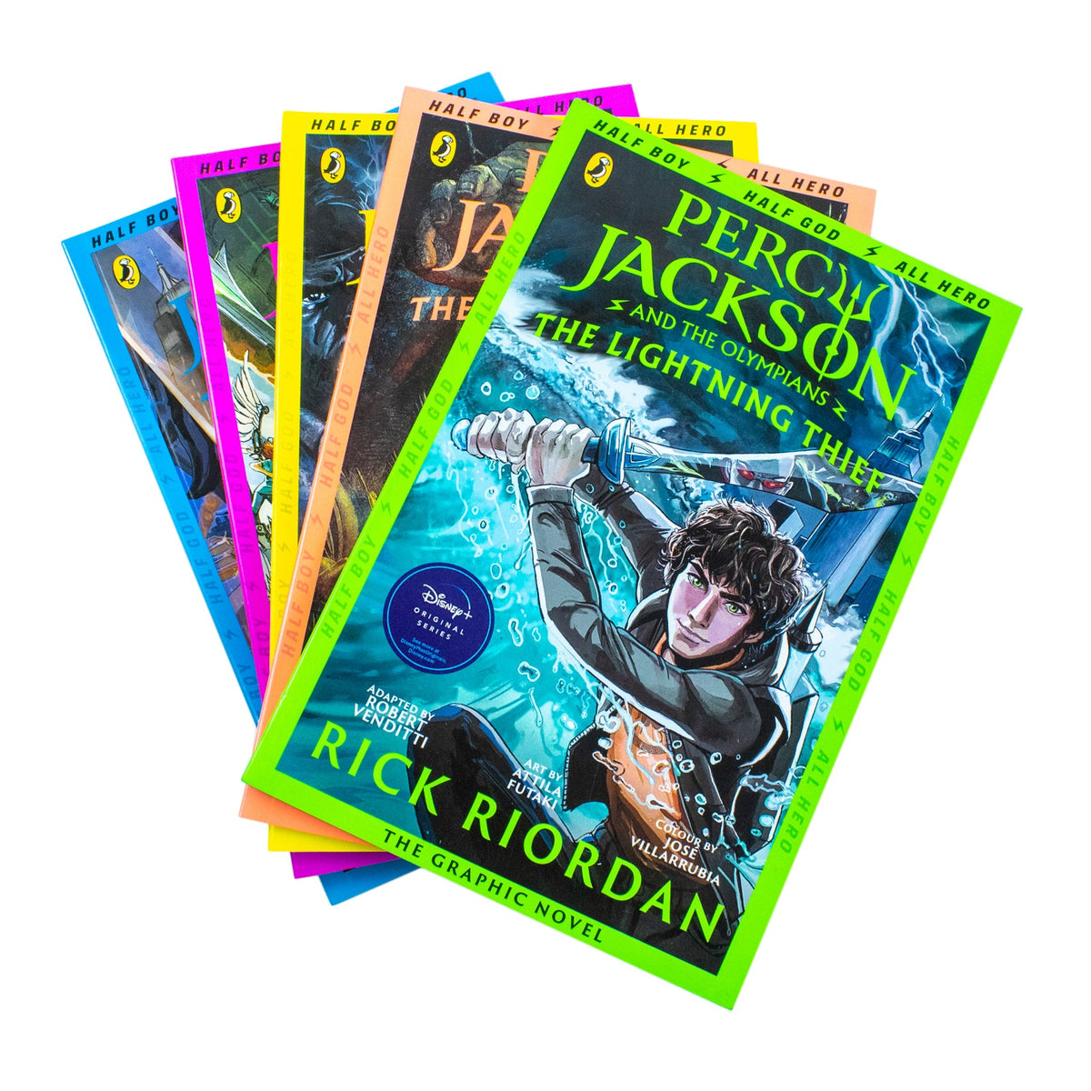 Percy Jackson Graphic Novels 5 Book Collection Set by Rick Riordan – Illustrated Children's Fantasy Adventure Series | Mythology, Young Readers & More