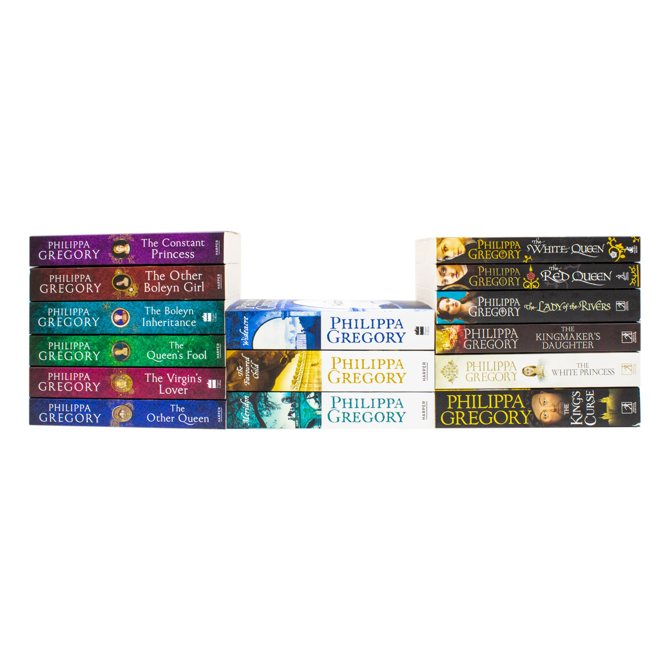 Philippa Gregory Cousins War, Tudor Court and Wildacre Trilogy Collection 15 Books Set (White Queen, Red Queen, Lady of the Rivers, Kingmaker's Daughter, The Virgins Lover, Wideacre, Meridon and More)