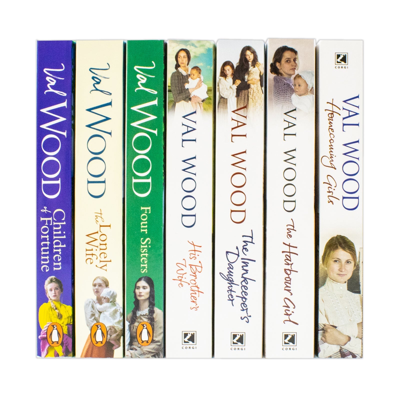 Val Wood Collection 7 Books Set (Homecoming Girls, His Brother's Wife, The Harbour Girl, The Innkeeper's Daughter, The Lonely Wife, Four Sisters, Children of Fortune)