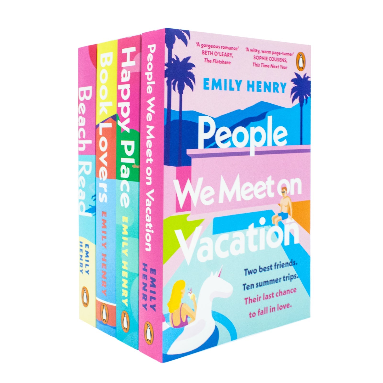 Emily Henry 4 Book collection (People We Meet On Vacation,Happy Place,Book Lovers,Beach Read)