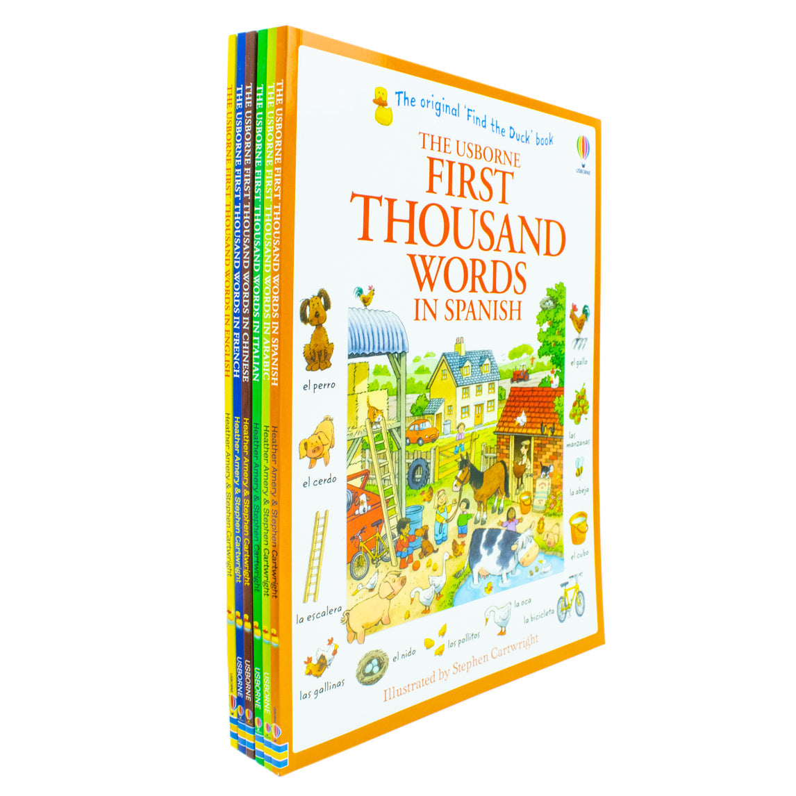 Usborne First Thousand Words Collection 6 Books Set By Heather Amery (First Thousand Words in English, Arabic, Chinese, Italian, French, Spanish)