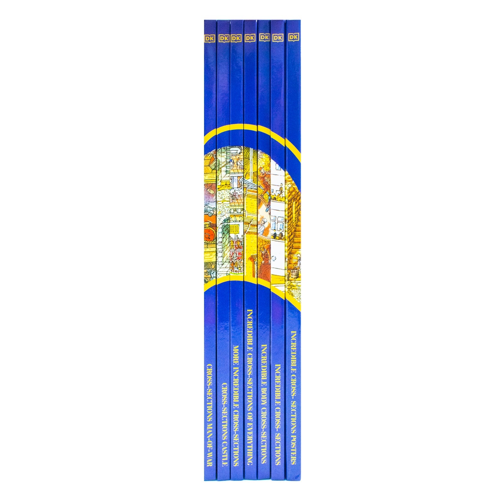 Stephen Biesty’s Incredible Cross-Sections 6-Book Collection Box Set + Poster Book (Cross-Sections Castle, Man-Of-War, Incredible Body Cross-Sections, Incredible Cross-Sections, of Everything & More)