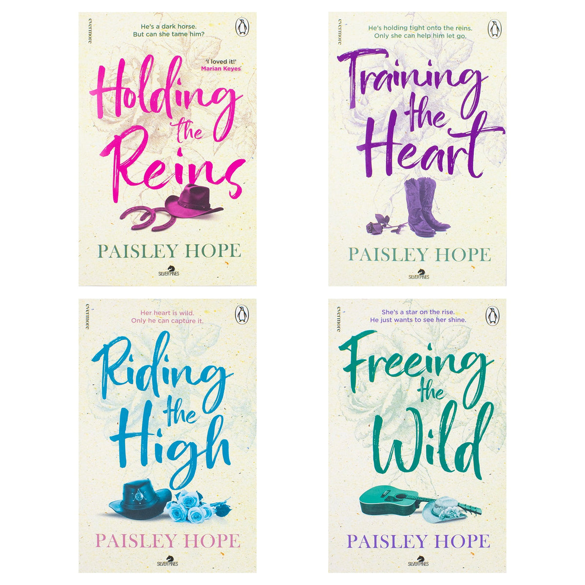 Silver Pines Ranch Series 1-4 Books Collection Set By Paisley Hope | Paperback (Holding the Reins, Training the Heart, Riding the High and Freeing the Wild)