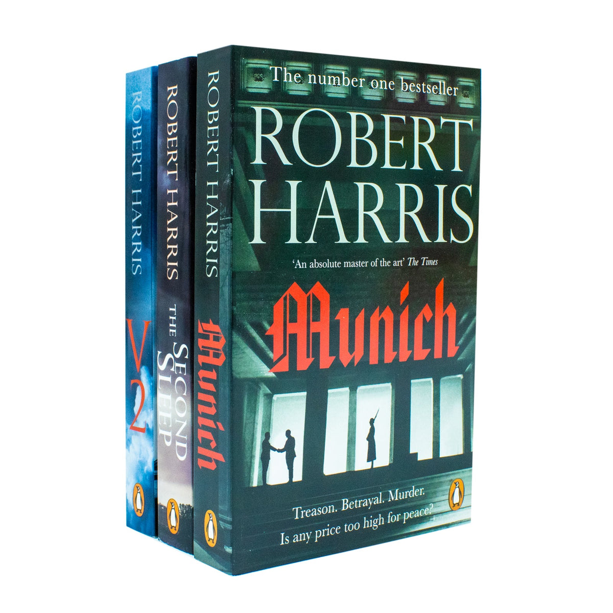 Robert Harris Collection – 3 Paperback Book Set (Munich, The Second Sleep, V2)