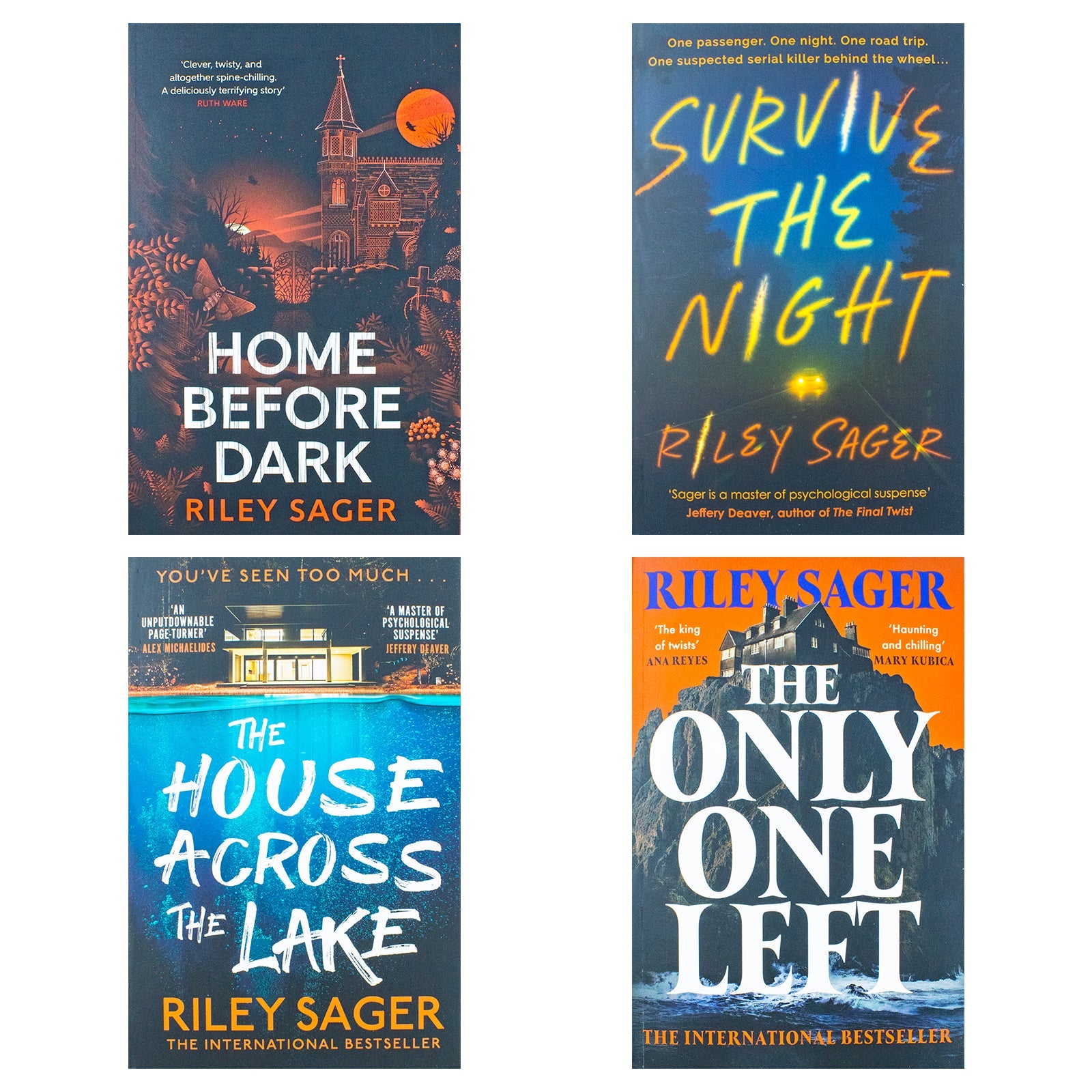 Riley Sager Thriller Collection – 4 Book Set (Home Before Dark, Survive The Night & More) | Mystery, Suspense, Fiction, Bestseller, Novels
