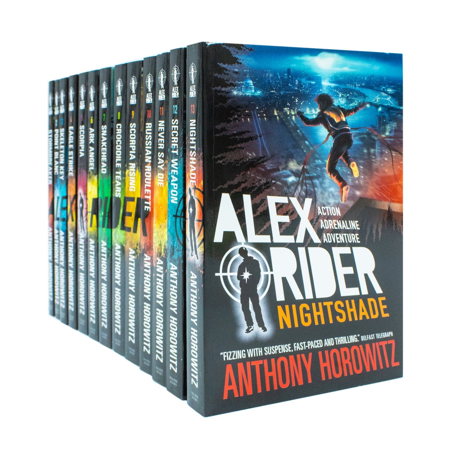 Alex Rider Series 13 Books Collection Set by Anthony Horowitz | Adventure, Thriller, Young Adult Fiction- Stormbreaker, Point Blanc,Skeleton Key& more