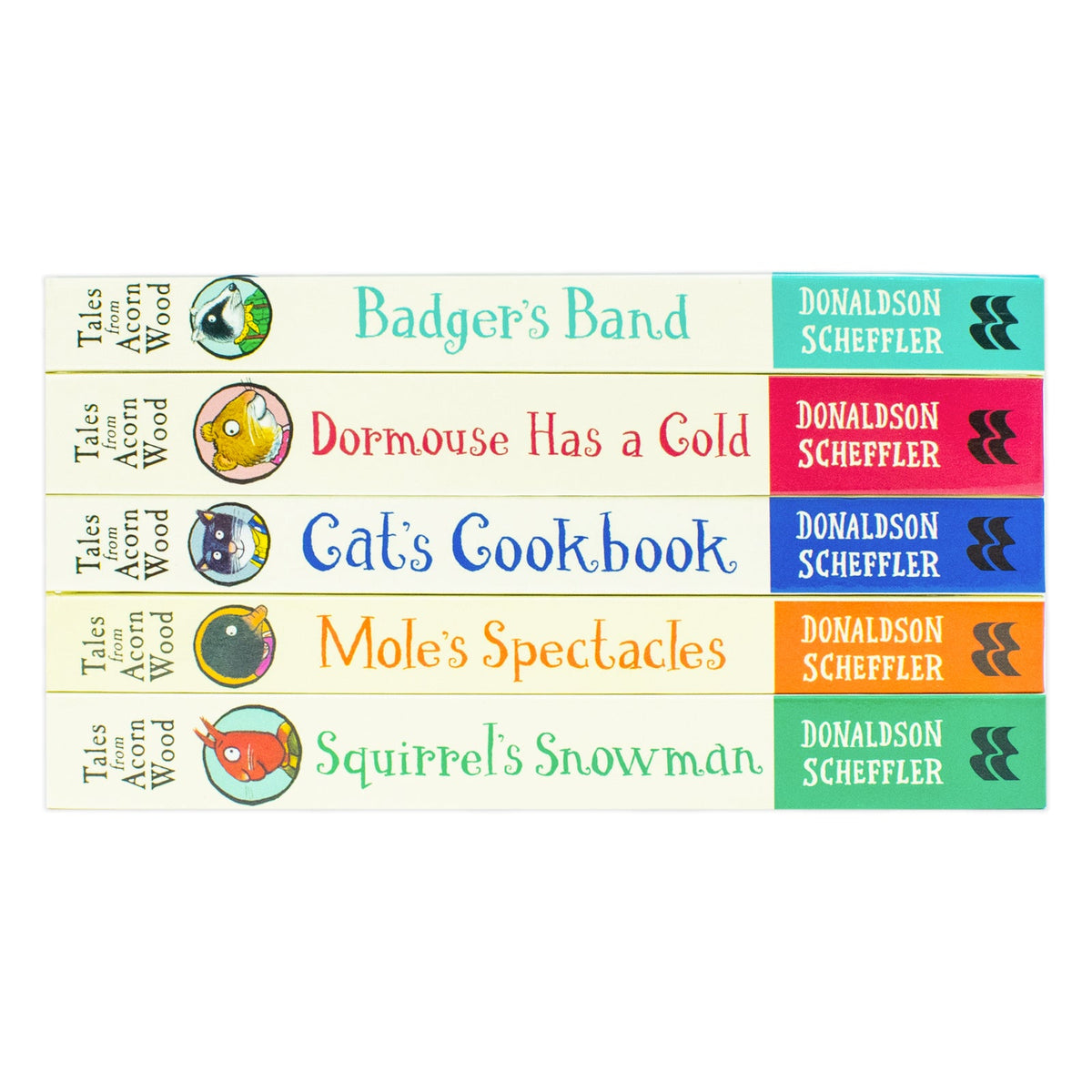 Julia Donaldson Tales From Acorn Wood Series Collection 5 Books Set (Cat's Cookbook, Squirrel's Snowman, Mole's Spectacles, Badger's Band & Dormouse Has a Cold)