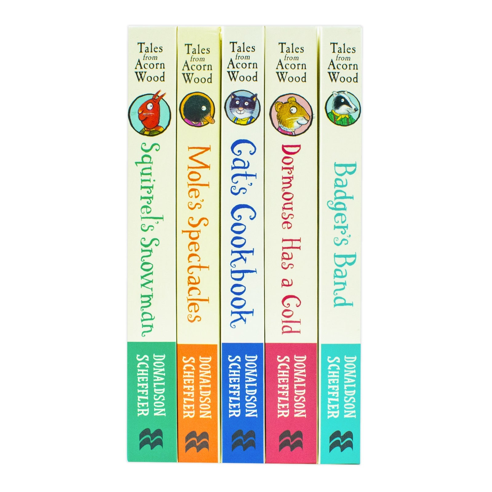 Julia Donaldson Tales From Acorn Wood Series Collection 5 Books Set (Cat's Cookbook, Squirrel's Snowman, Mole's Spectacles, Badger's Band & Dormouse Has a Cold)
