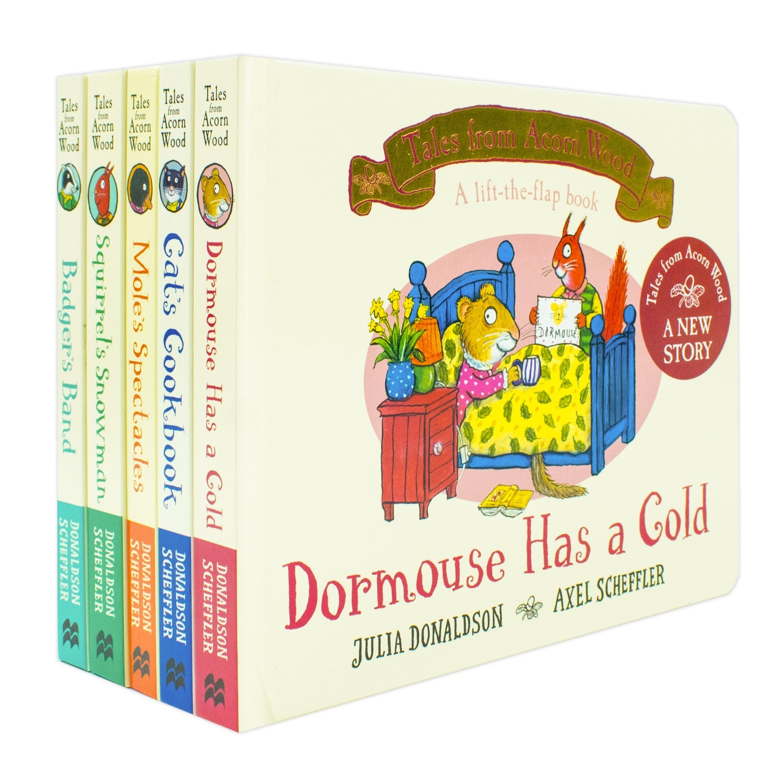 Julia Donaldson Tales From Acorn Wood Series Collection 5 Books Set (Cat's Cookbook, Squirrel's Snowman, Mole's Spectacles, Badger's Band & Dormouse Has a Cold)