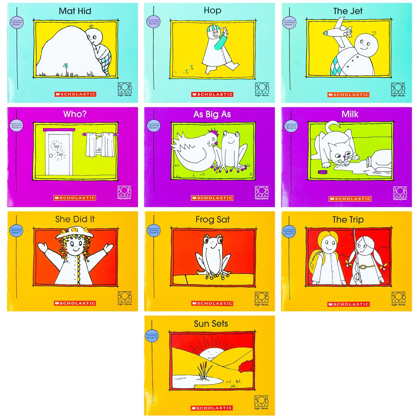 Bob Books: Sight Words Kindergarten (Stage 2: Emerging Reader) | 10-Book Set for Kids | Phonics, Literacy, Early Reading, Fun Learning & Education