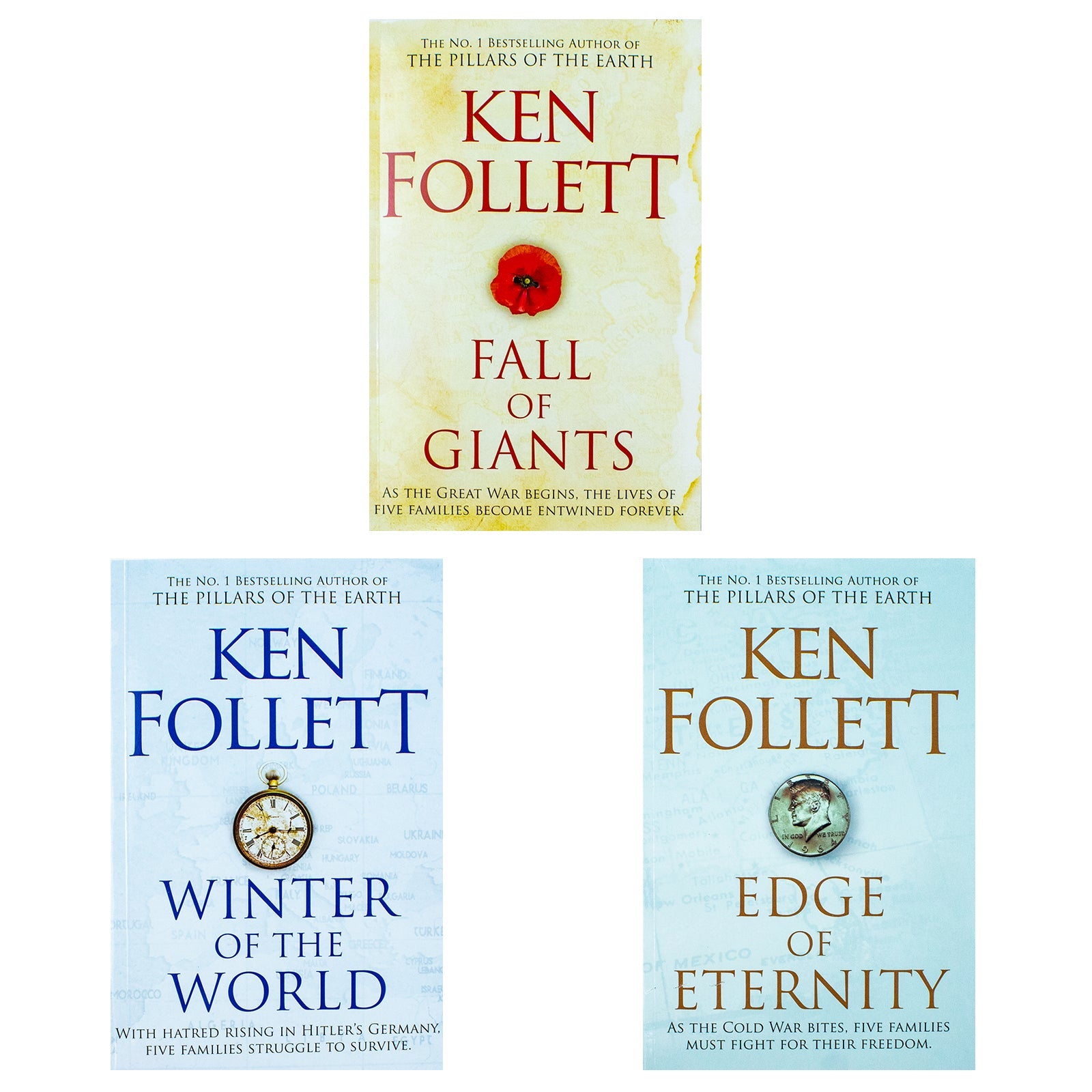 Ken Follett Century Trilogy 3-Book Set – Fall of Giants, Winter of the World, Edge of Eternity | Epic Historical Fiction, War & Family Saga