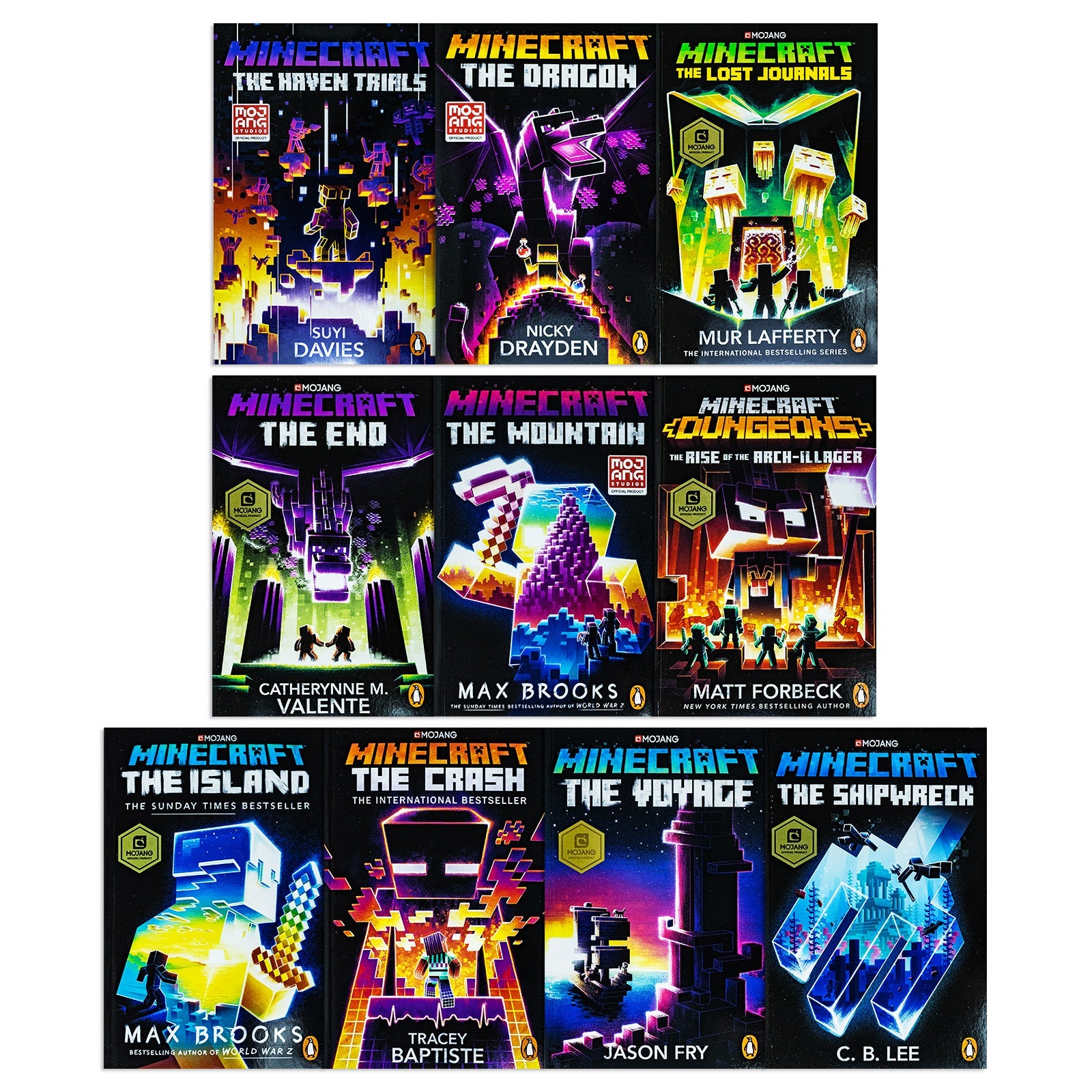 An Official Minecraft Adventure Books Set | 10 Fiction Novels: Dragons, Shipwrecks, Trials, Quests, Survival & More | Gamer Reads for Ages 12+