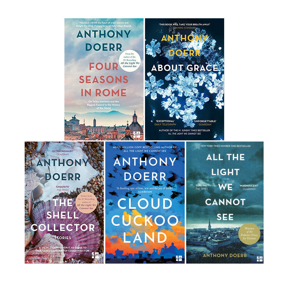 Anthony Doerr Collection 5 Books Set (All The Light We Cannot See, Cloud Cuckoo Land, About Grace, The Shell Collector, Four Seasons In Rome)