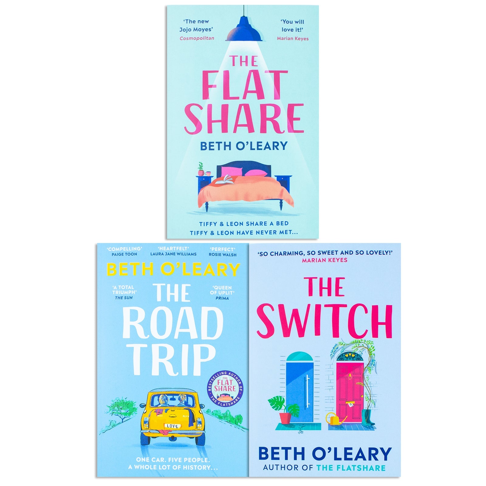 Beth O'Leary 3 Books Collection Set – Bestselling Contemporary Romance Novels: The Flatshare, The Road Trip, The Switch – Engaging, Emotional Reads