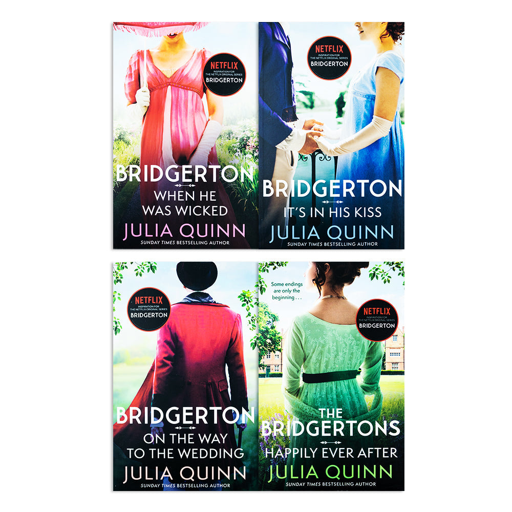 Julia Quinn Bridgerton Family Series 6-9 Collection 4 Books Set (When He Was Wicked, It's In His Kiss, On The Way To The Wedding, The Bridgertons: Happily Ever After)