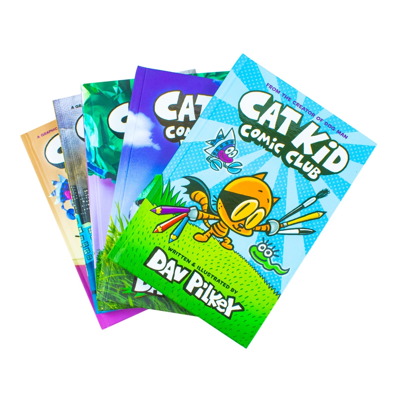 Cat Kid Comic Club Series Collection 5 Books Set By Dav Pilkey (Cat Kid Comic Club, Perspectives, On Purpose, Collaborations & Influencers)
