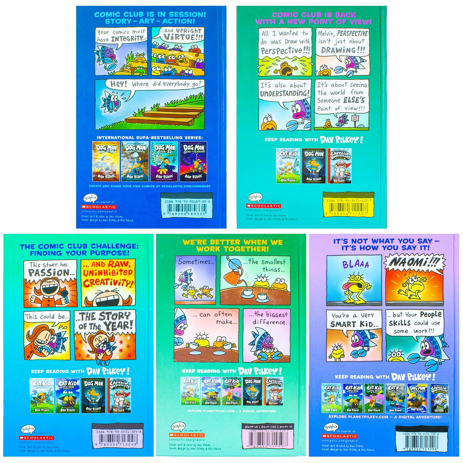 Cat Kid Comic Club Series Collection 5 Books Set By Dav Pilkey (Cat Kid Comic Club, Perspectives, On Purpose, Collaborations & Influencers)