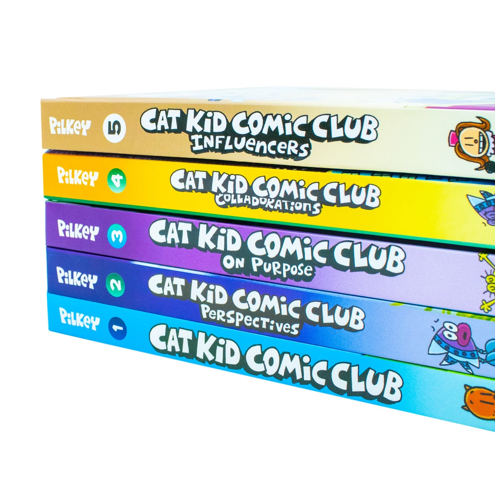 Cat Kid Comic Club Series Collection 5 Books Set By Dav Pilkey (Cat Kid Comic Club, Perspectives, On Purpose, Collaborations & Influencers)