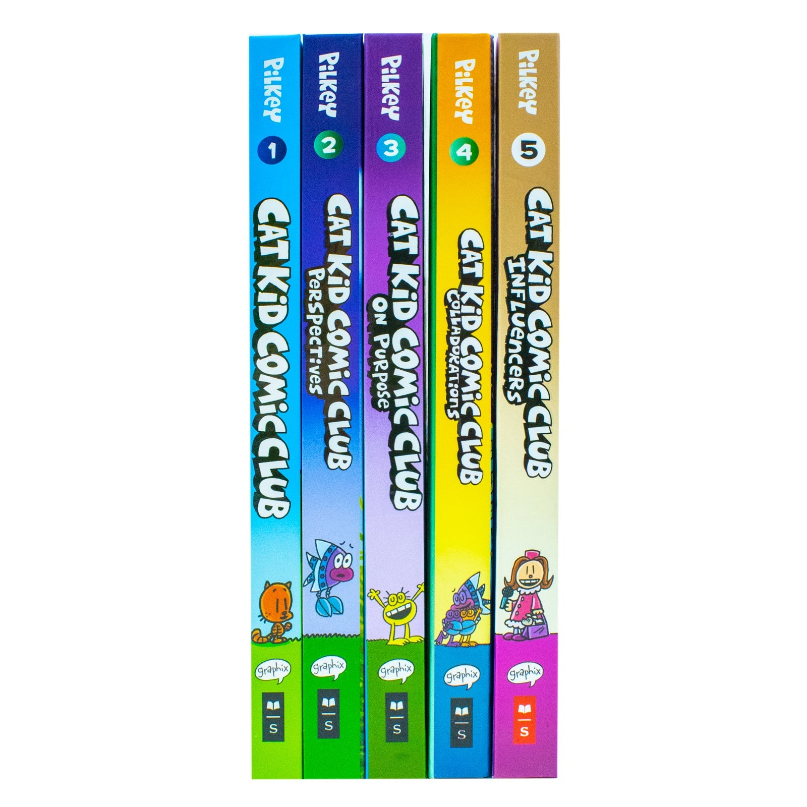 Cat Kid Comic Club Series Collection 5 Books Set By Dav Pilkey (Cat Kid Comic Club, Perspectives, On Purpose, Collaborations & Influencers)