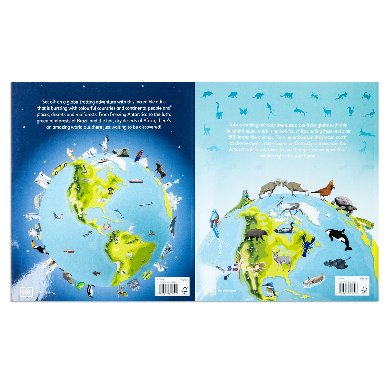 Children's Atlas Collection 2 Books Set by Andrew Brooks & DK – Illustrated Animal & Geography Atlases for Kids| Fun Learning, Exploration & Education