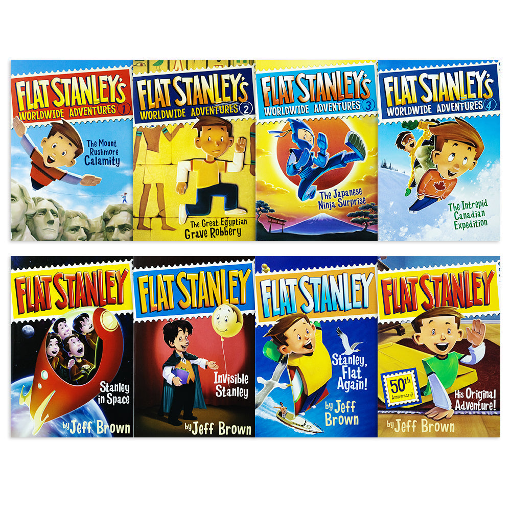 Flat Stanley Adventure Series 8 Book Set by Jeff Brown – Children’s Adventure, Fun Stories, Imagination, Education, Young Readers, School, Literacy