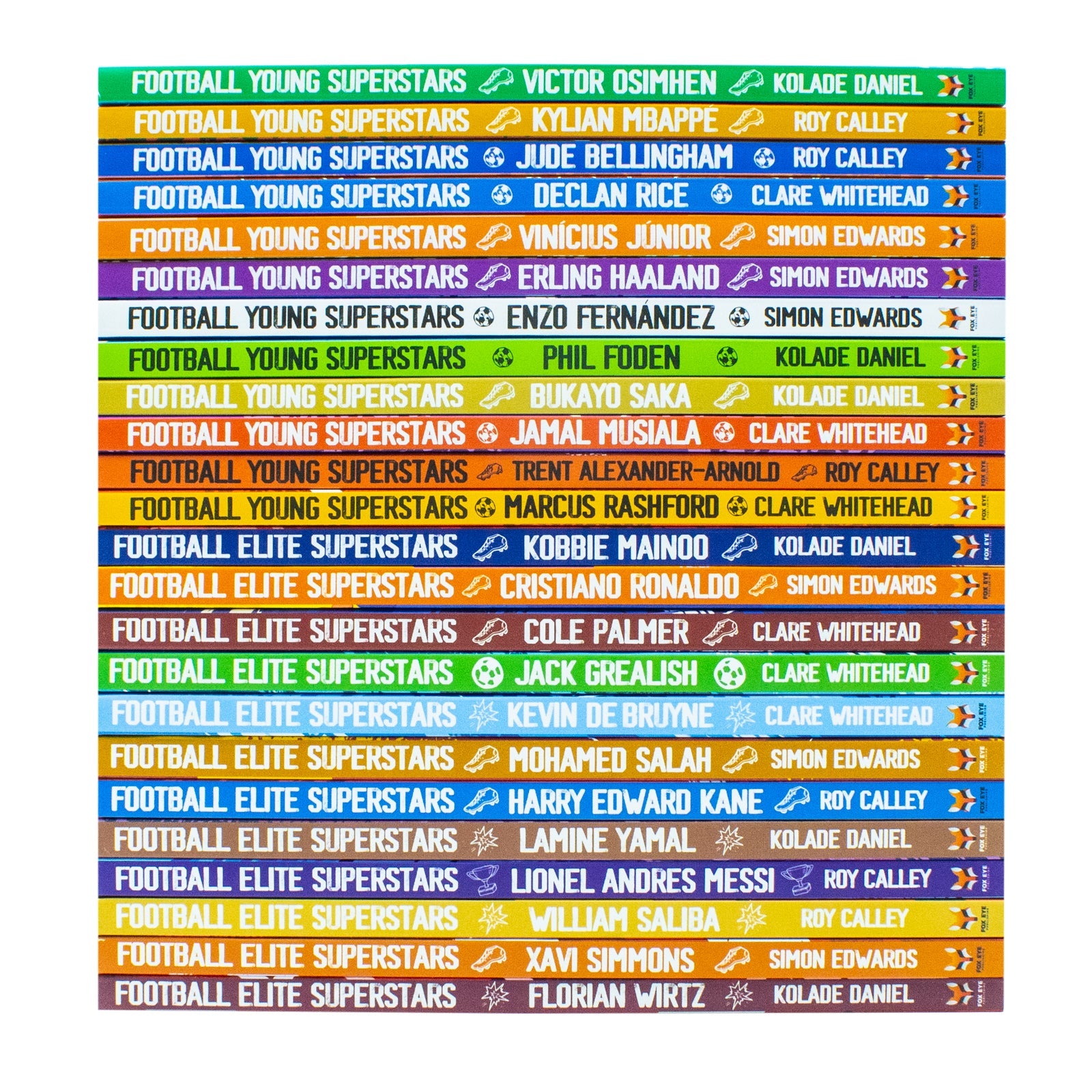 Football Superstars 24 Book Set Collection: (Ronaldo, Lamine Yamal, Salah, Harry Kane, De Bruyne, Messi, Saka, Haaland, Mbappe, Bellingham, Fernandez, Rashford)