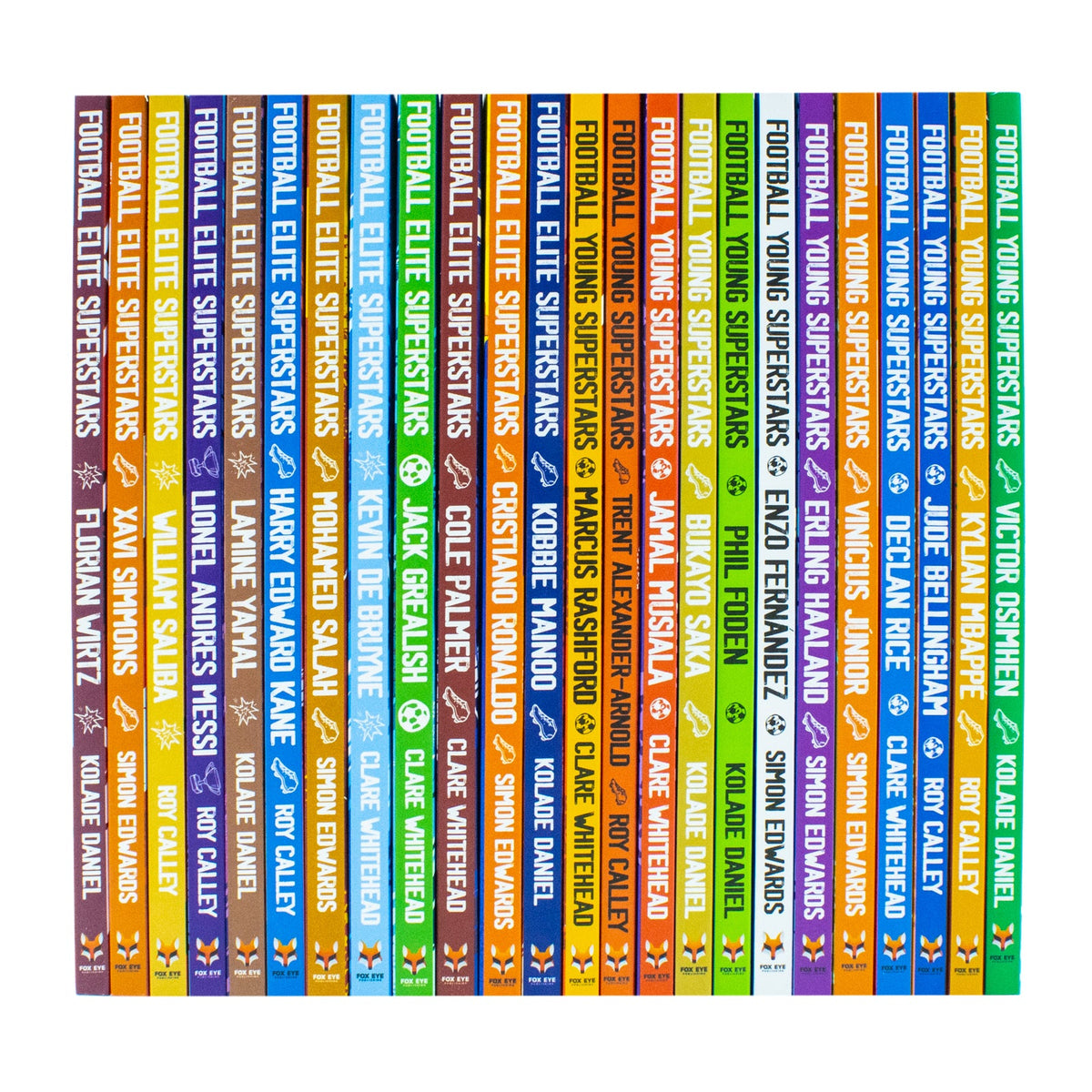 Football Superstars 24 Book Set Collection: (Ronaldo, Lamine Yamal, Salah, Harry Kane, De Bruyne, Messi, Saka, Haaland, Mbappe, Bellingham, Fernandez, Rashford)