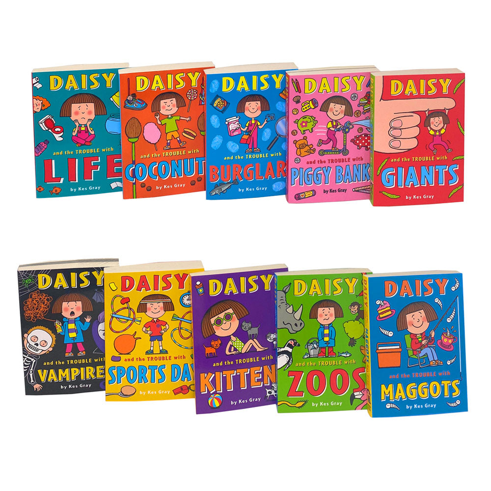 Daisy and the Trouble Collection Pack by Kes Gray – 10 Paperback Books for Kids – Fun Adventure, Fiction, Trouble & Educational Stories for Youth