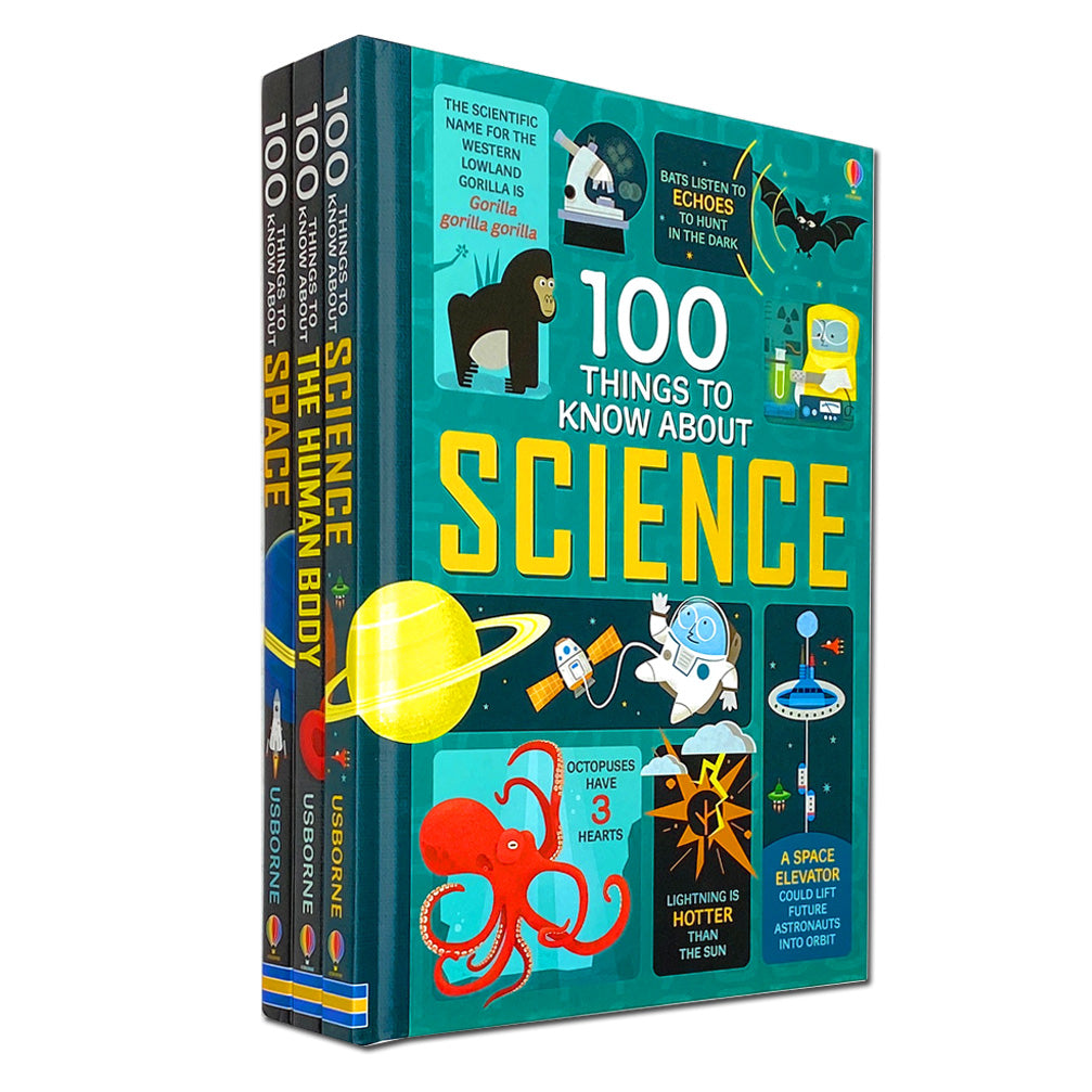 Usborne 100 Things to Know About Space, Science & the Human Body– 3-Book Collection by Alex Frith, Jerome Martin & Alice James| Educational Kids Books