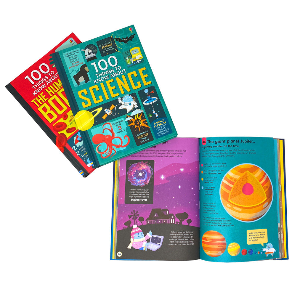 Usborne 100 Things to Know About Space, Science & the Human Body– 3-Book Collection by Alex Frith, Jerome Martin & Alice James| Educational Kids Books