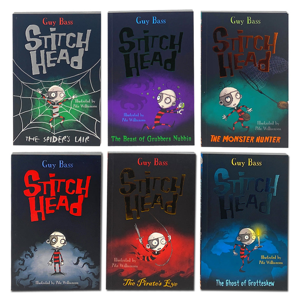 Stitch Head 6 Book Set by Guy Bass: Ghost of Grotteskew, Monster Hunter – Children's Books Collection, Spooky Adventure, Imaginative Story Series