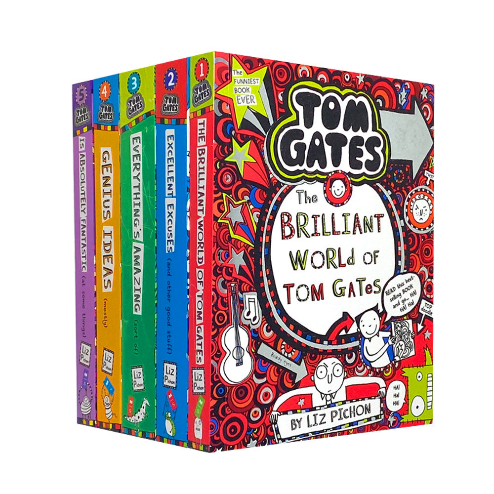 Tom Gates Series 1-5 Collection by Liz Pichon | Children's Humor & Adventure Book Set Fun Fiction for Kids Ages 8+ Scholastic Paperback Bundle