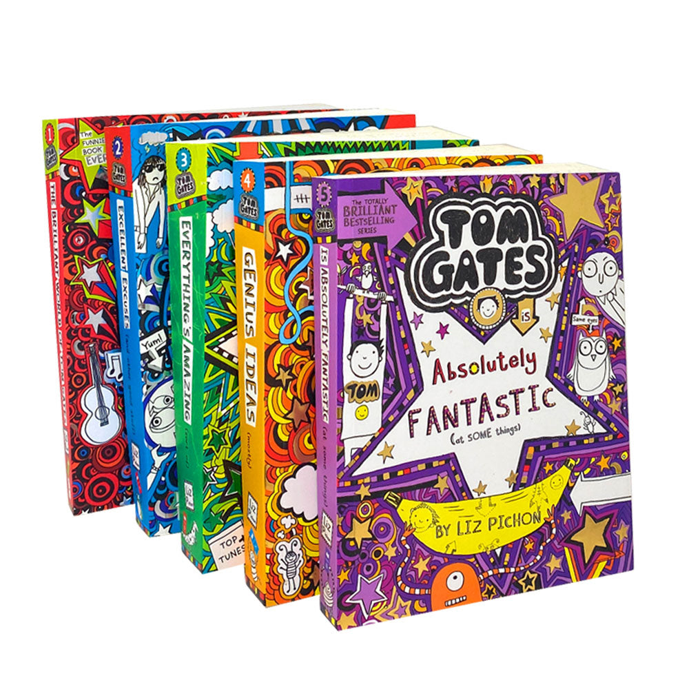 Tom Gates Series 1-5 Collection by Liz Pichon | Children's Humor & Adventure Book Set Fun Fiction for Kids Ages 8+ Scholastic Paperback Bundle