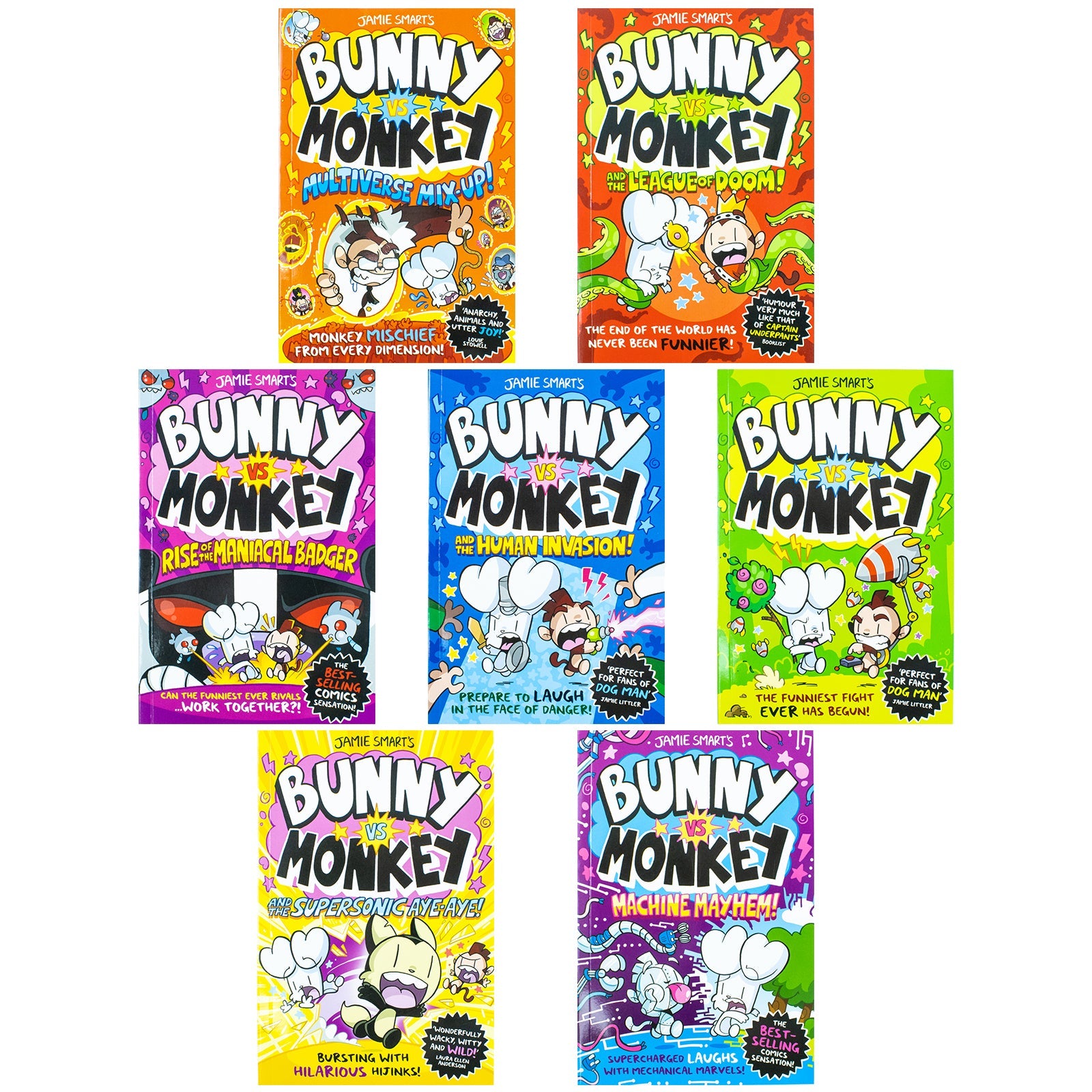 Bunny vs Monkey 7-Book Collection Set by Jamie Smart – Funny Adventure & Laugh-Out-Loud Illustrated Children’s Stories for Ages 6+