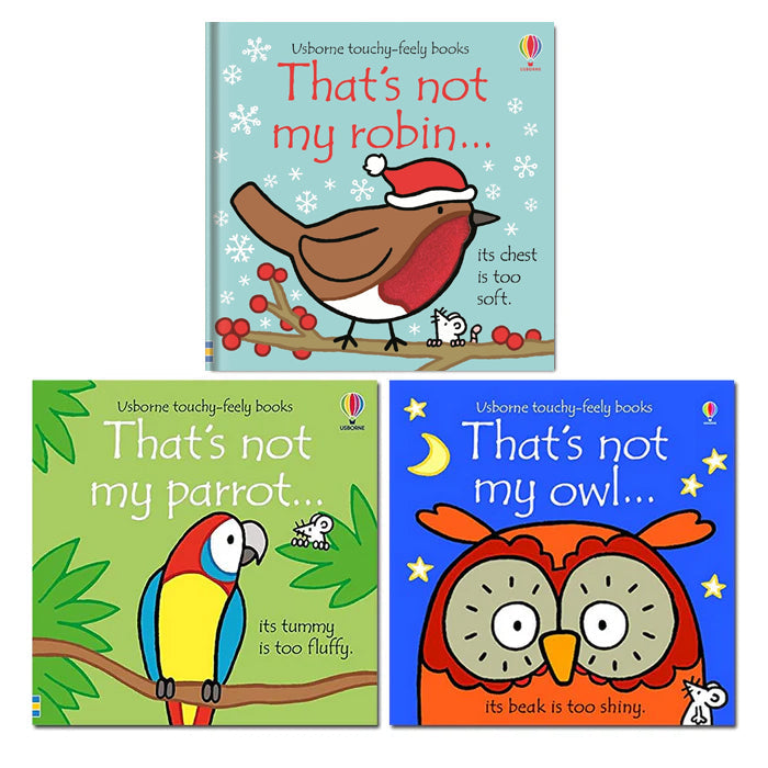 Usborne Touchy-feely That's not my Bird Collection 3 Book Set By Fiona Watt ( Parrot, Robin, Owl)
