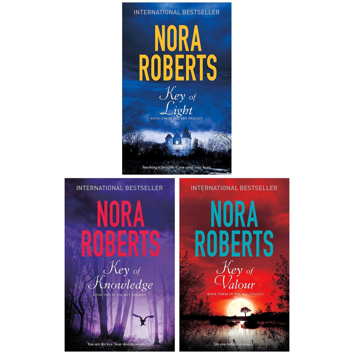 The Key Trilogy Collection– 3-Book Set by Nora Roberts | Romantic Suspense Fiction, Bestselling Series & Love Stories (Key of Light, Knowledge, Valor)