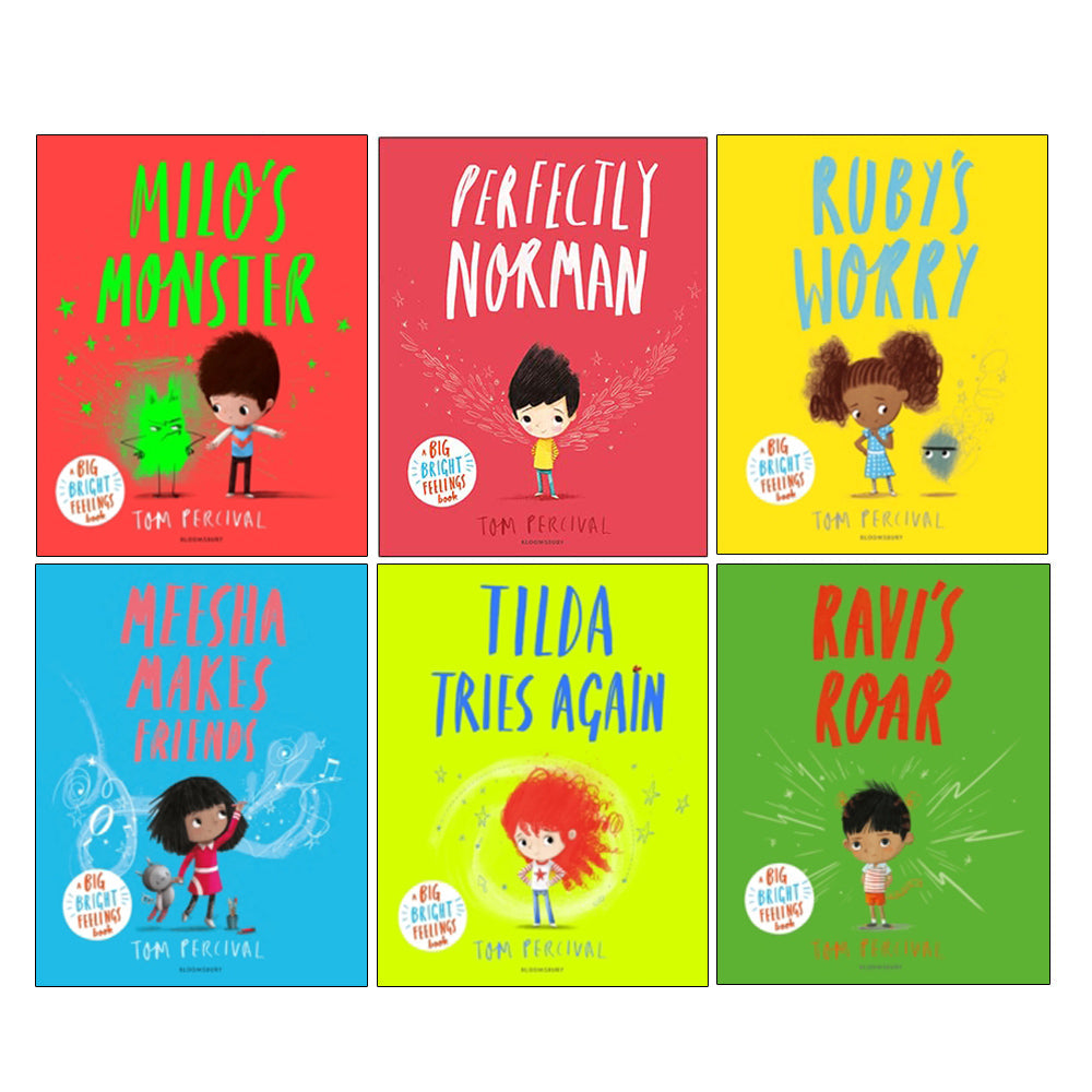 Tom Percival Big Bright Feelings 6-Book Collection | Children's Picture Books on Emotions, Friendship & Self-Esteem (Ruby's Worry, Ravi's Roar& More)