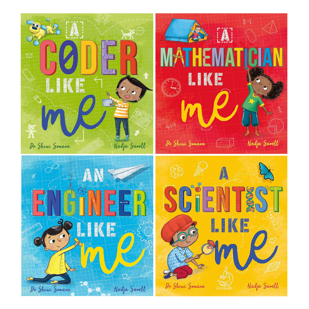 Dr Shini Somara 4 Book Set – STEM Children's Books for Young Readers: Engineer, Scientist, Mathematician & Coder Like Me – Educational Learning Series