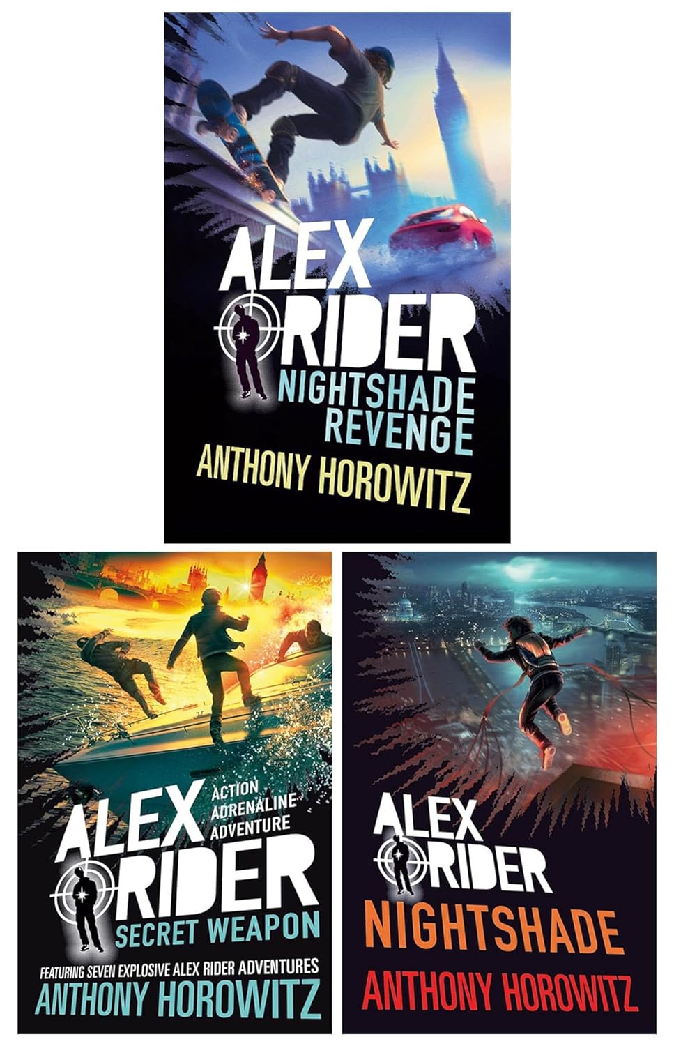 Alex Rider Series 3 Book Collection – Secret Weapon, Nightshade,& Nightshade Revenge –Thrilling Spy Adventure for Teen & Young Adult Readers