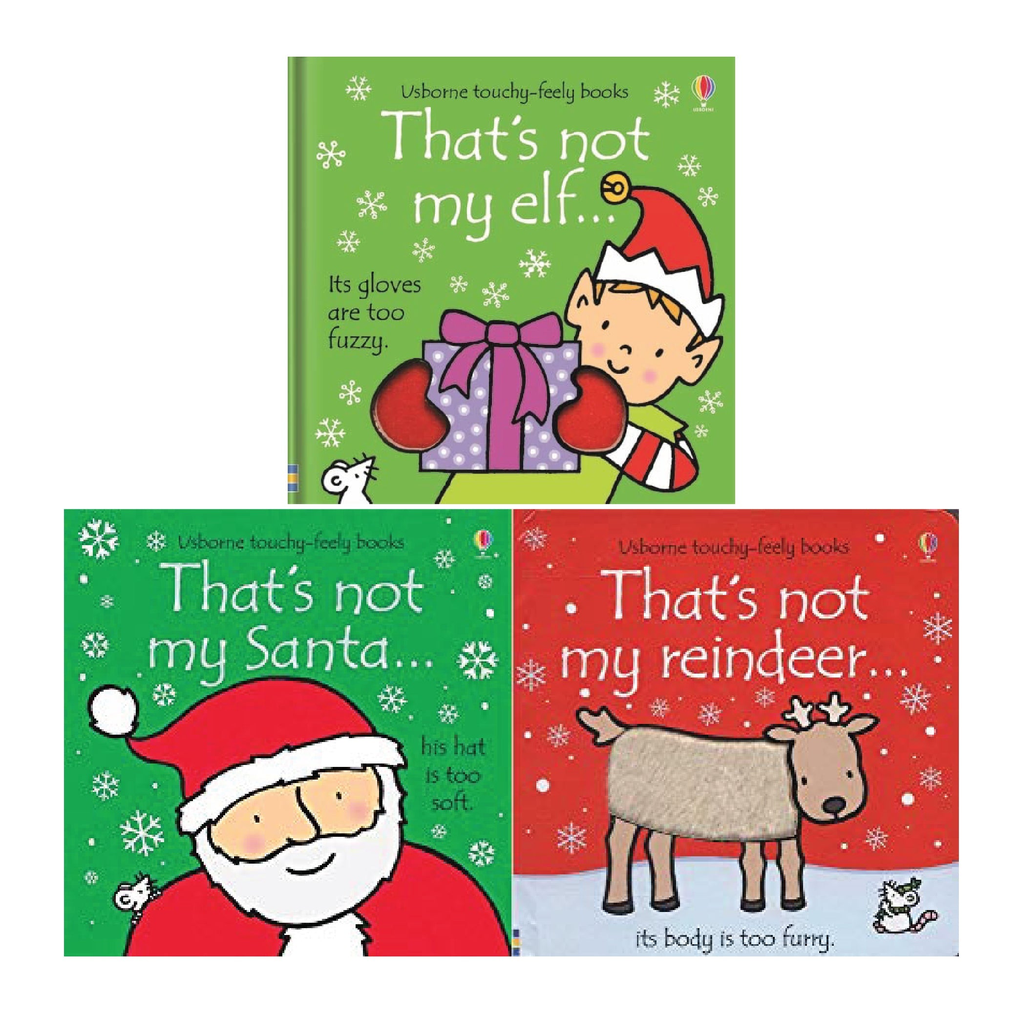 Thats Not My Christmas Collection 3 Books Set By Fiona Watt (Reindeer, Santa, Elf)