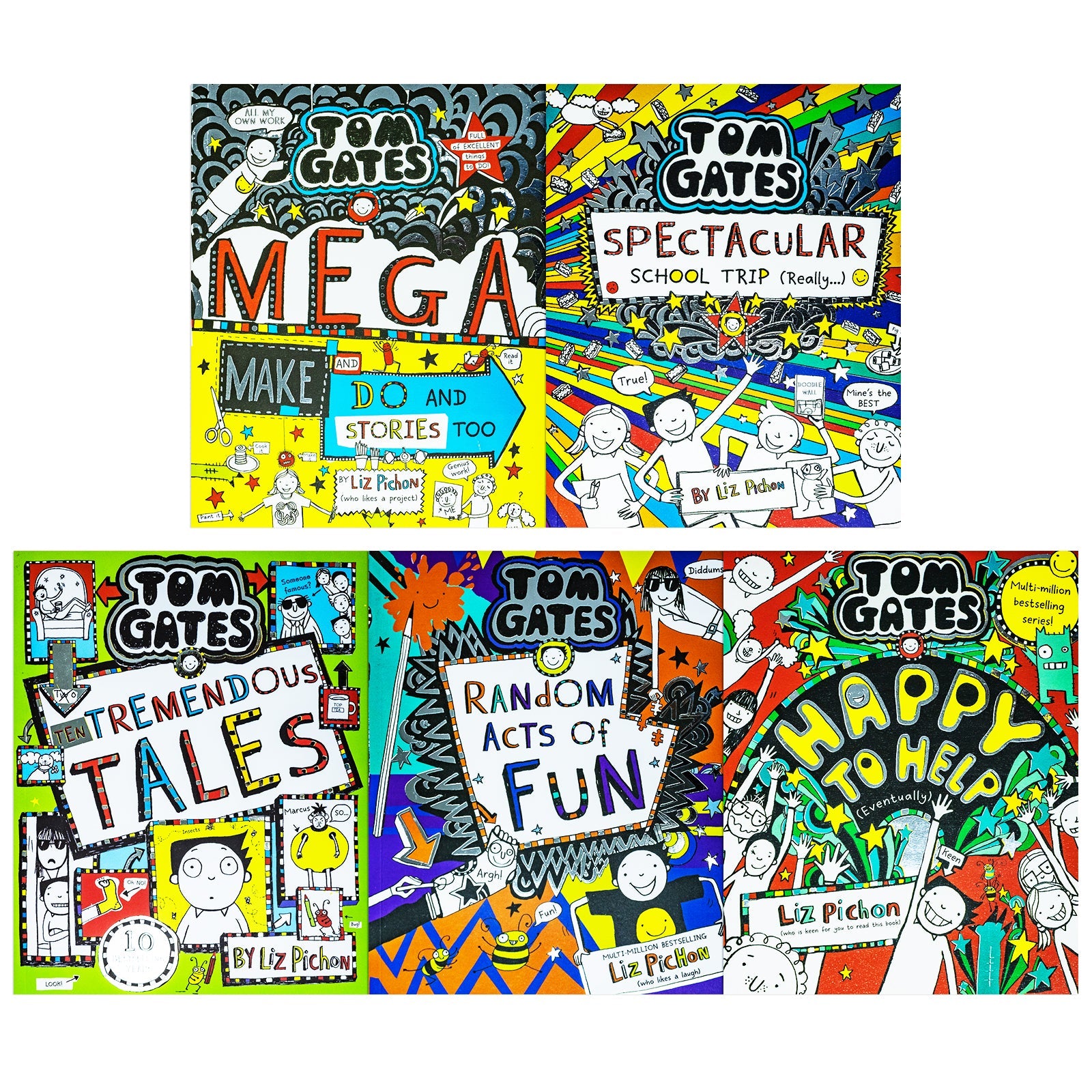 Tom Gates Series 16β20 Collection β 5 Books Set by Liz Pichon | Funny Children's Fiction for Kids, Full of Humor, School Adventures & Creativity