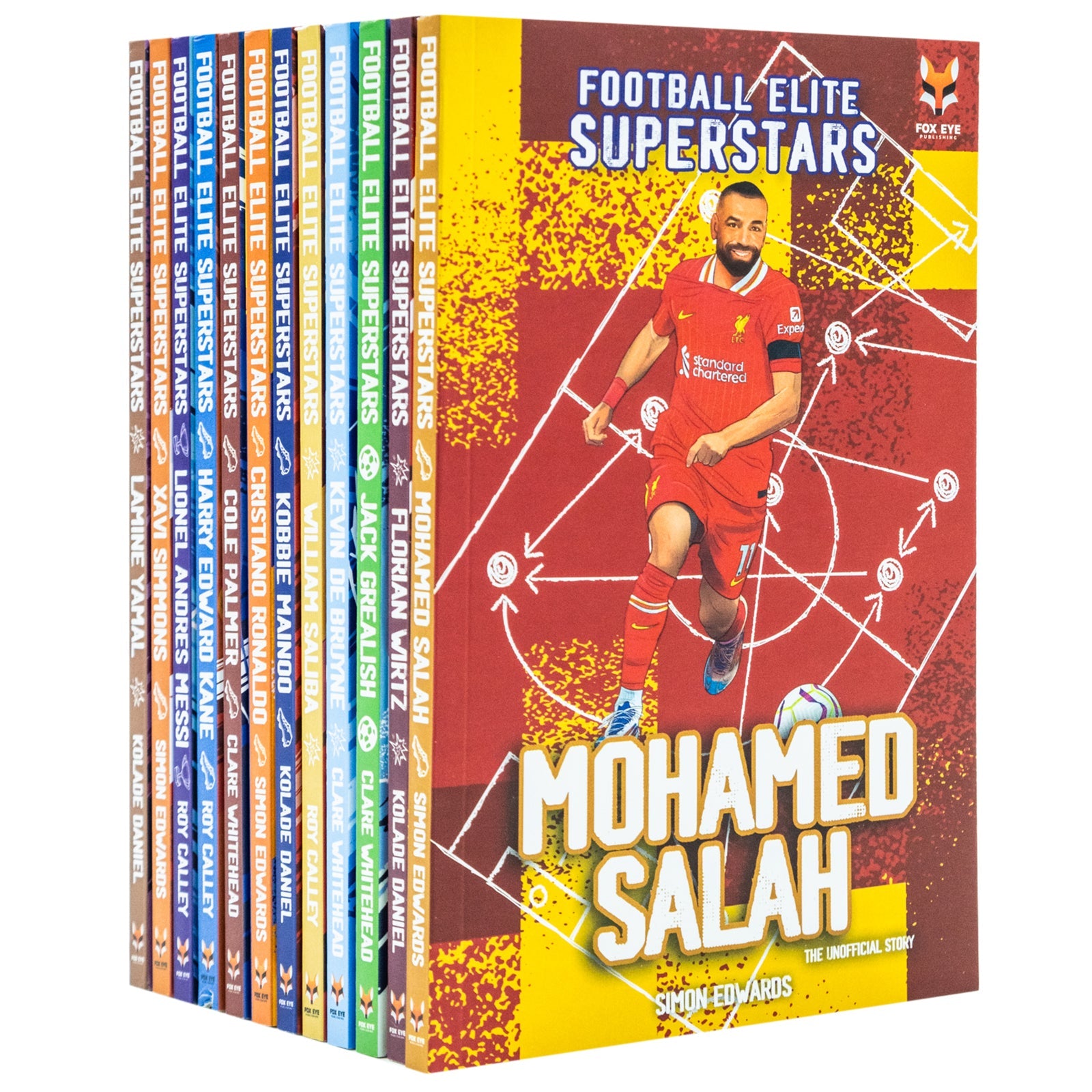 Football Elite Superstars 12 Books Box Set: Ronaldo, Messi, Salah, Harry Kane, Lamine Yamal, Kevin De Bryune, Kobbie Mainoo, Jack Grealish, Simmons, Wirtz, Palmer, Saliba