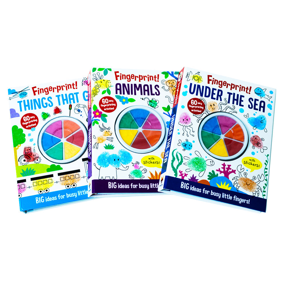 Fingerprint Doodle Activities 3 Book Set| Creative & Fun Art for Kids |Under The Sea, Animals & Things That Go| Educational Drawing & Craft Activities