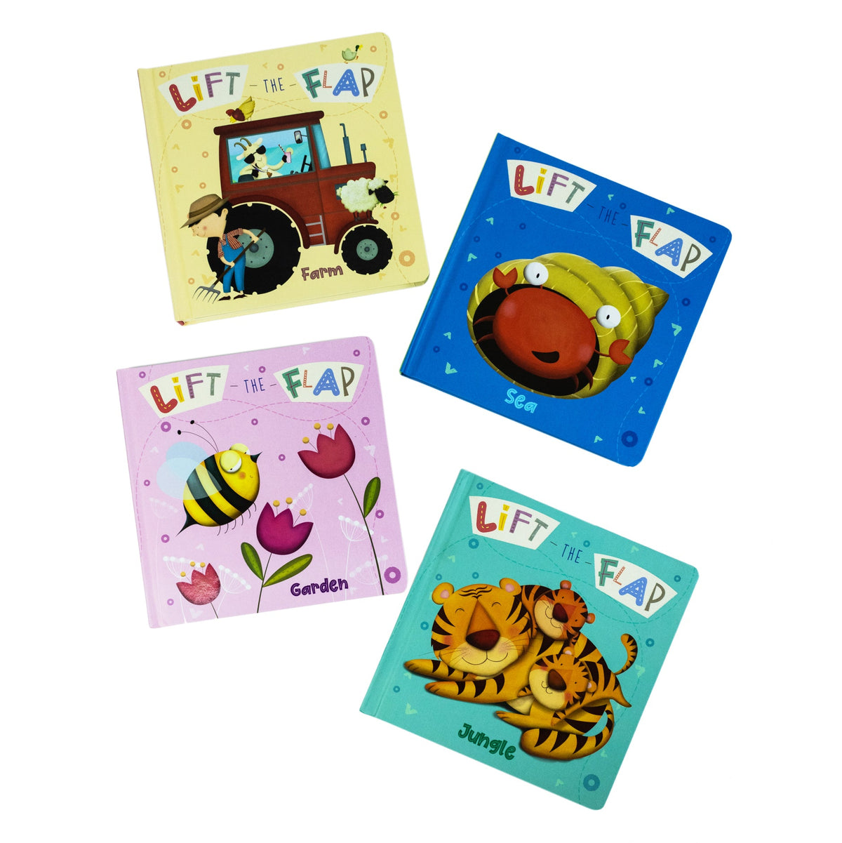 My First Lift the Flap Board Book Collection 4 Books Set (Farm, Sea, Garden, Jungle)